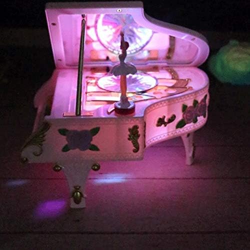 MXiaoxia Pink Piano Music Box LED lampica Muzika Nakit Rotirajuća balet Girl Music Box Rose Music Box Rođendan Poklon