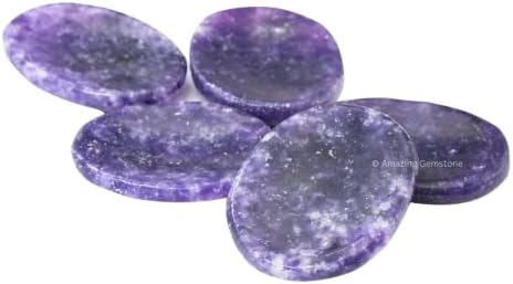 Lepidolite Crystal zabrinjavajuće kamenje za anksioznost - palac zabrinjavajući kamen za meditaciju stresa, anksiozni reljefni predmeti