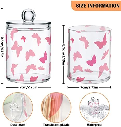 INNEWGO ružičasti leptiri 2 pamuk pamuk swab holder organizator plastični spremište za pohranu s poklopcima pamučni kuglica qtip držač