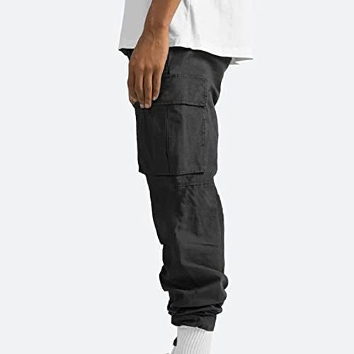HOT6SL teretne hlače za muškarce, muškarci čvrsti povremeni višestruki džepovi nacrtavanje elastičnih struka pantalone hlače joggers
