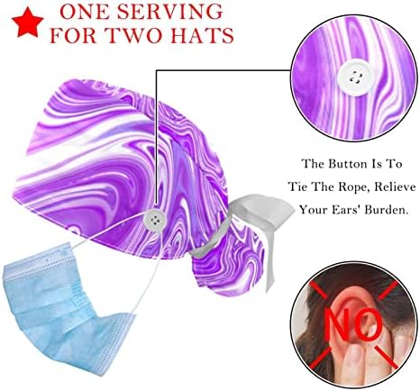 Radni kapu sa tipkama i vrpcama za žene 2 pakete Sažetak Blok u boji podesiv uniseks hirurški čišćenje