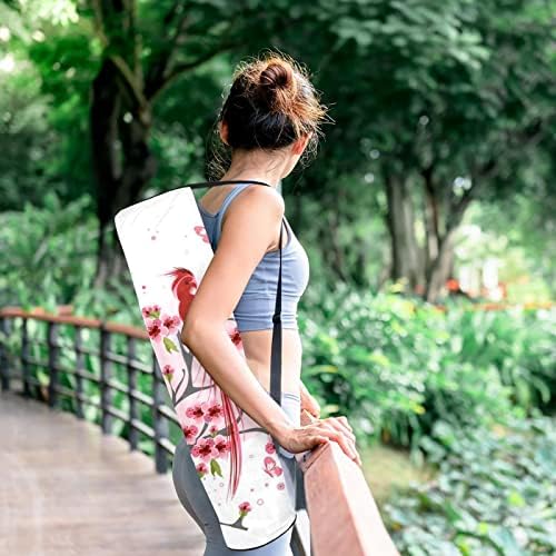 RATGDN Yoga Mat torba, Cherry Blossom i Bird Exercise Yoga Mat Carrier full-Zip Yoga Mat torba za nošenje sa podesivim remenom za