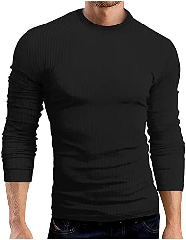 ZDFER Knit Rebra majice za muške, dugih rukava Stripe Works Slim Fit Solid Crewneck Ležerne prilike za dno košulje