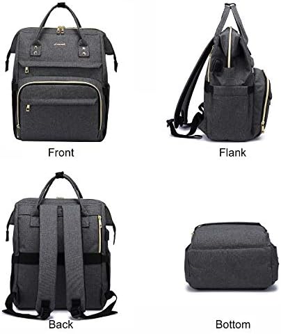 Lovevook backpack za laptop za žene modne putne torbe poslovna torba za torbicu za računare sa USB portom, tamno sivom, 15,6 inča