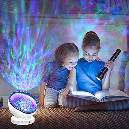 Qaofuz projektor okeanskog talasa, 12 LED daljinsko upravljanje noćna lampa tajmer 8 boja koja mijenja LED Dječija noćna lampa projektor lampa za djecu za odrasle spavaća soba dnevni boravak i dekoracije za praznične zabave