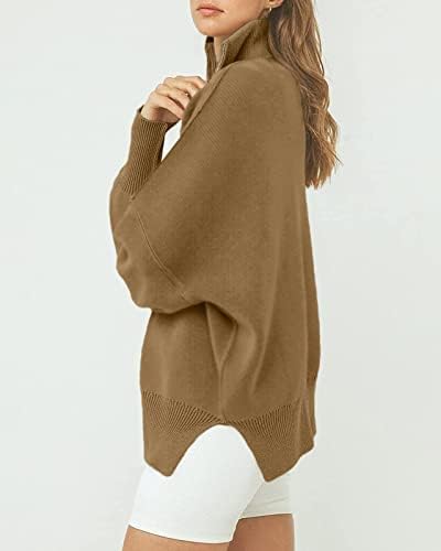 Newffr Womens prevelizirani polu-zip pulover dugih rukava dugih rukava kvart sa duksevima duks teen djevojke padaju odjeću