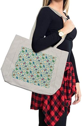 Ambesonne Ladybugs torba za kupovinu, šarene tratinčice Ladybirds slika amajlija Otkrijte svoj pravi koncept sebe, ekološka torba