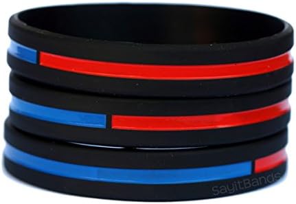 SayitBands tri kombinovane tanke plave i tanke crvene linije narukvica