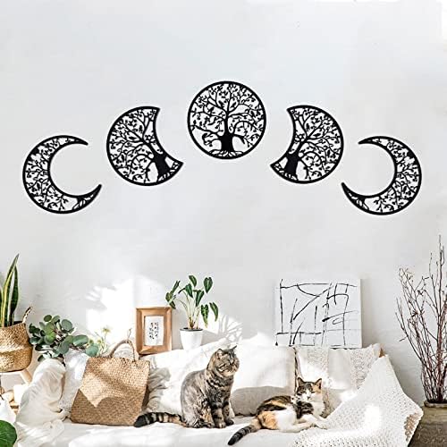 Asmanna 5 kom. Životni zidni umjetnost, moon faza zidni dekor, viseći zid Mandala Moon Decor, boemski stil spavaća soba Početna Zidni