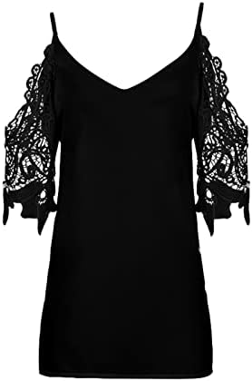 Majica bluza za žene Jesen Ljetni kratki rukav 2023 Odjeća čipka duboka V izrez obični patchwork majica U1 U1