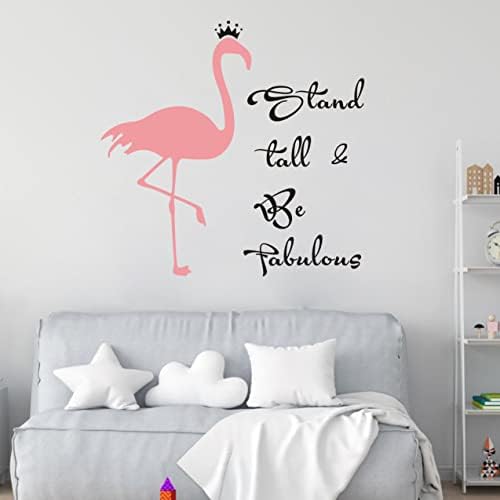 Pink Flamingo zidne naljepnice za tinejdžerske dječje ljuštenje i palice vinilnih zidnih umjetničkih naljepnica za flamingo stoje visoki i budite sjajan zidni dekor za životinje za djevojčice za djevojčice AIDENDDK51