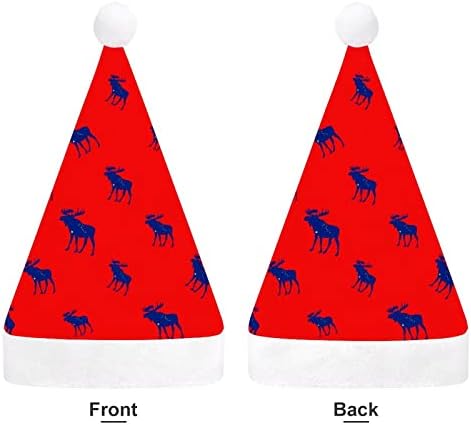 Alaska Flag Moose Funny Božić šešir Santa Claus kape kratki pliš sa bijelim manžetama za Božić Holiday Party ukras zalihe