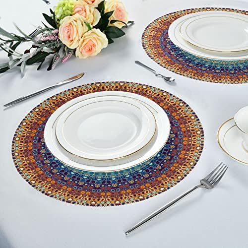 Kigai Mandala okrugli placemat set od 4, neklizajući stolni prostirci za pranje toplotne topline MATOVI ZA KUHINJU TRGOVINSKI STOL