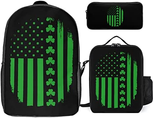 St Patricks Day zastava SAD-a sa irski Shamrock školski ruksak Setovi Za Student slatka štampana torba Set sa izolovanom kutijom za ručak i Pernicom