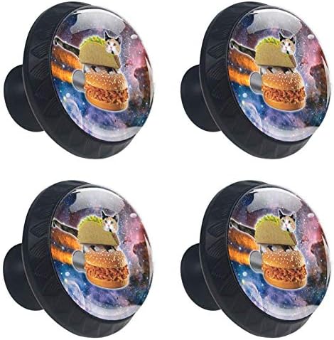 4 kom Space Cat stoji na dugmadima ormarića za Hamburger okrugle staklene ručke za ladice povlačenje za kuhinjski namještaj hardverski
