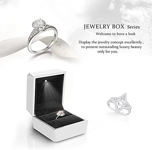CAIRIAC zaručnički prsten kutija sa LED svjetlom, baršunaste naušnice Studs Ring Case nakit kutija za pohranu za prijedlog zaruka
