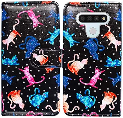 Bcov LG Stylo 6 Case, Colorful Cats Star Leather Flip Case Wallet Cover with Card Slot Holder stalak za LG Stylo 6