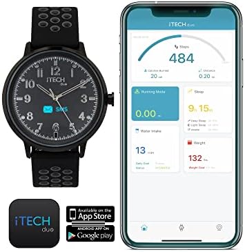 ItEch duo SmartWatch fitness trag treptajnika monitor za spavanje spojene GPS obavijesti za žene i muškarce do 10-dnevne kompatibilne baterije W Android i iOS