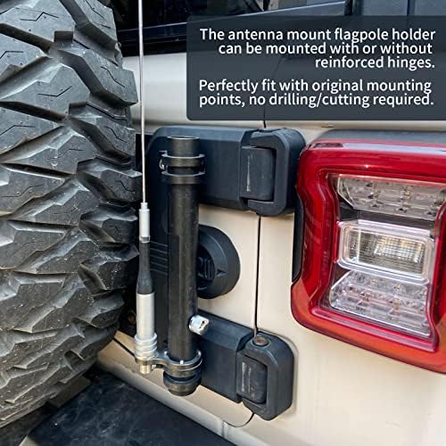 Jossakath Antena Mount Flagpole Holder & multi-funkcija vrata prtljažnika šarke zastavu nosač kompatibilan sa Jeep Wrangler JK JL