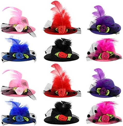 Ipetboom ženski šeširi 12kom šeširi za čajanke za djevojčice, Mini šešir kopče za kosu za djevojčice šeširi za čajanke Mini ukosnice