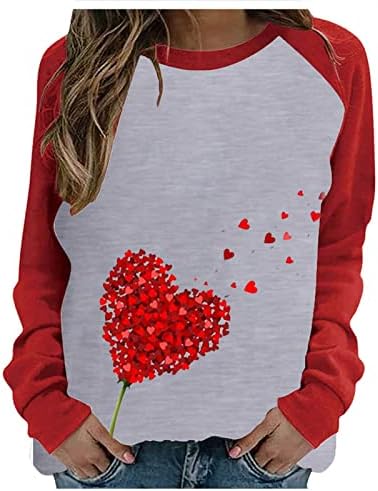 Valentinovo Raglan majica za žene Slatko ovčje srce Print dugih rukava majice Crewneck Pulover Tunic Bluze