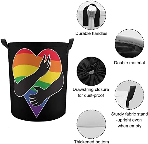 Gej ljubav Rainbow LGBT srce okrugli veš torba vodootporan spremište sa vezicama poklopac i ručkom