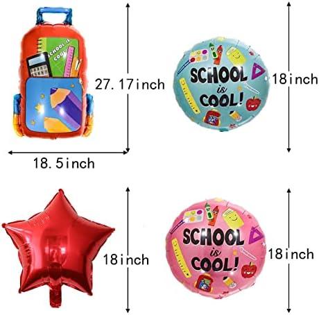 Baloni za školske torbe Aly 5pcs školske torbe za djecu Rođendanska škola su cool baloni za dekoracije za tuširanje za bebe