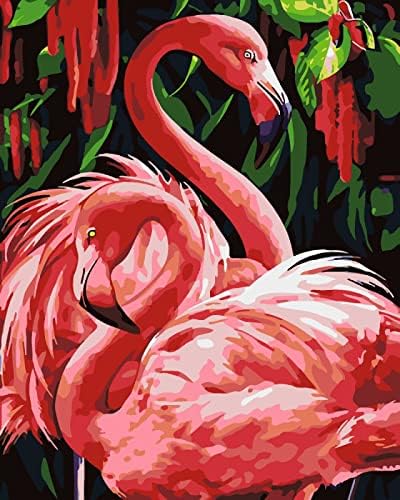 Boja brojevima za djecu i odrasle i početnike Red Flamingo pod drvećem DIY CANVAS Slikarski setovi za uređenje doma 40x50cm Pokloni