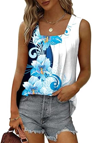 Ljetna majica za žene 2023 Moda jednobojna V-izrez udobna labava majica bez rukava bluza Casual Tops 1