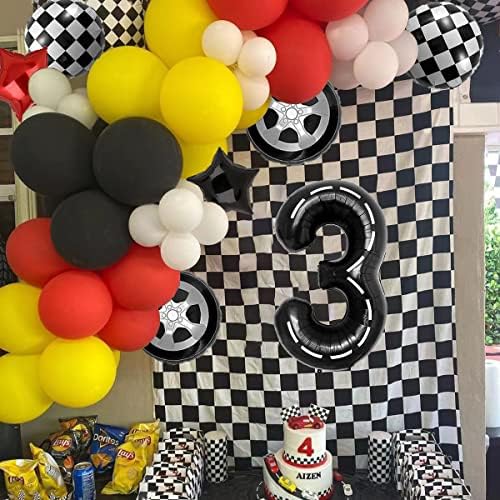 DEAPEICK 7kom Race Car rođendan baloni Party Dekoracije 40 inčni Trkalište Broj balon guma točak Baloni za dječake Happy 3rd Rođendanska