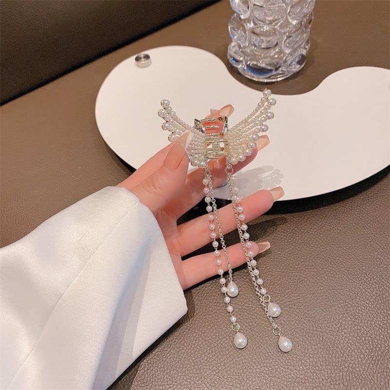 LXXSH Butterfly Pearl Tassel ukosnica korejski jednostavna strana Clip Liu Haibian Clip Shark ukosnica Hair Accessories Womens