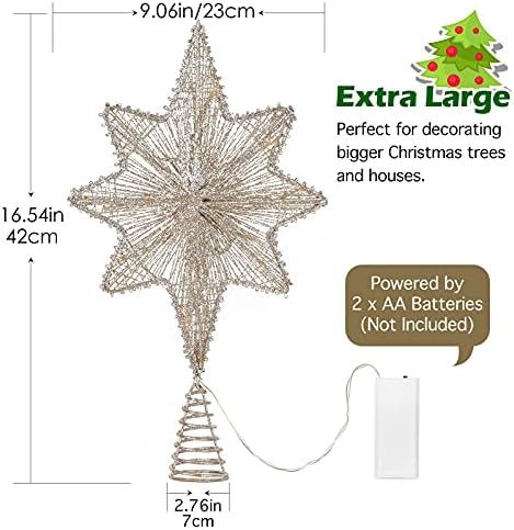 Royvan božićno stablo stakleni pregled, 16.5 blistavi božićni zvezdani stablo je osvijetljen ugrađenim ukrasnim božićnim krošnjim