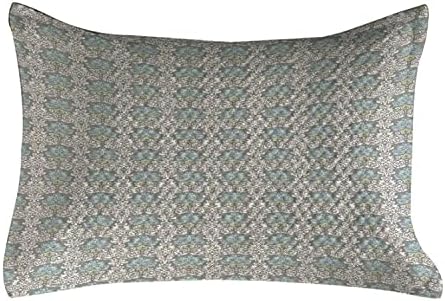 Ambesonne Damask Quilted jastuk, vintage uzorak zavijanog kovrčavog lišća motiva u pastel boja kraljevskim i cvjetnim, standardnim kraljičnim prikrivenim naklopom za kuhanje za spavaću sobu, 30 x 20, višebojni