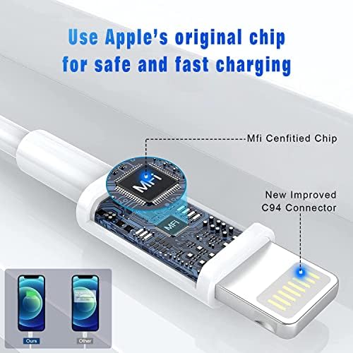iPhone punjač, [Apple MFi sertifikovan] USB C kabl za munje 2pack 6ft kabl za brzo punjenje, kabl za punjenje iPhonea kompatibilan sa iPhoneom 14/13/12/11 Pro Max/XS MAX/XR / XS / XS/8/7/Plus