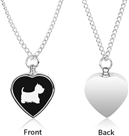 Westie Dogs ogrlica za kućne ljubimce urne za pepeo Legura srce kremiranje nakit spomen privjesak držač pepela za psa mačka