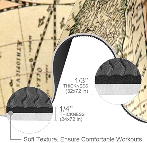 Unicey Vintage Map Yoga Mat debele neklizajuće prostirke za jogu za žene & prostirke za vježbanje za djevojčice meke prostirke za