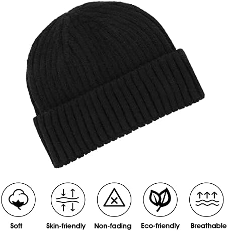 Lusofie Crna Ribarska kapa Muška zimska kapa crna kapa kapa pletena manžetna kratka Ribarska kapa za muškarce žene