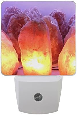 Naanle Set od 2 ružičastog kristala soli sa narandžastom ukrasnom lampom Auto senzor LED Dusk to Dawn Night Light Plug in Indoor for