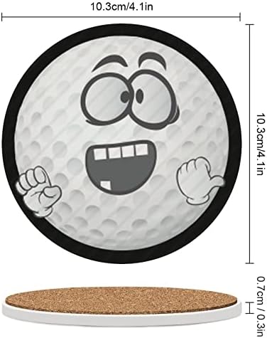 Golf Ball Smiley Lice Pijte Coaster Okrugla keramika sa držačima za bazne čaše pluta za pića Stolić za kavu