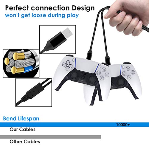 GEIKRIA CONSOLE CONSOLE CANGLING CANGLING, punjač za PS5 Dualsense kontroler, Y-razdjel USB C CAST CABLER, 2 u 1 Višestruki kabl za punjač za PlayStation 5 / Xbox serija X