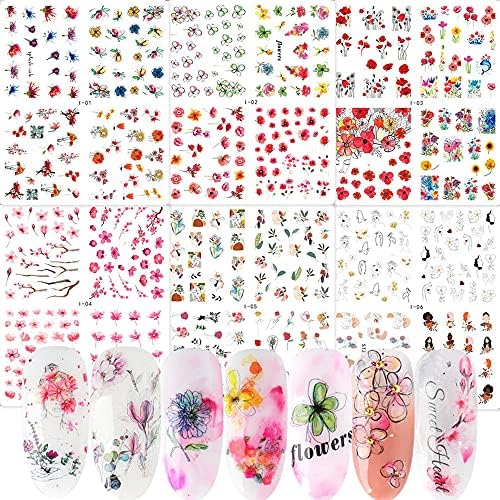 Suncokret Sakura naljepnica za nokte leptir cvijeće vodene naljepnice za nokte apstraktna slika face Graffiti cvjetni akvareli klizači