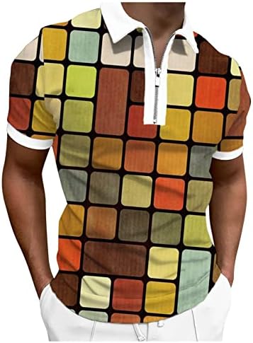 HDDK Zipper polo golf majice za muške ljetne kratkih rukava geometrijski print smiješan grafički casual teniski košulja za posao