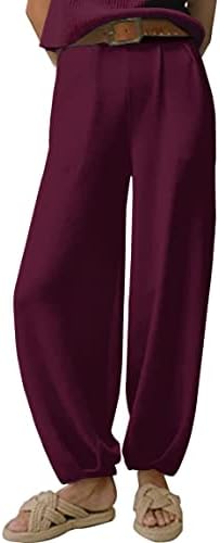 Missactiver Ženski sa visokim strukom sa labavim paušama Klint Cinch donji jogger hlače sa čvrstim salonim pantalonama sa prednjim
