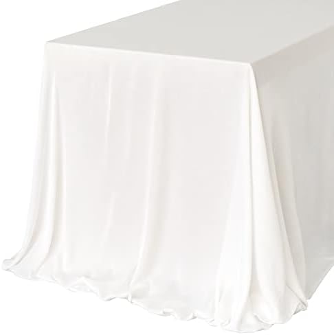 Ling's Moment 9 'x 11' Bijeli stolnjak za 4ft / 6ft Dužina Recepcija pravokutnika Duljina stola, sjajan bijeli