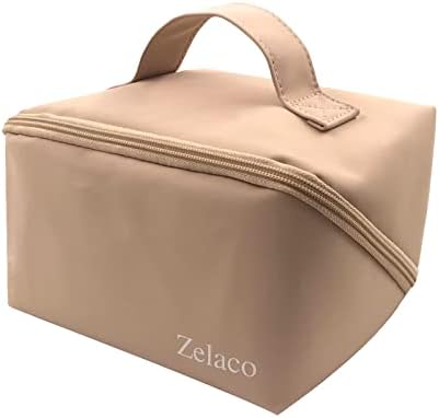 Zelaco putna kozmetička torba velikog kapaciteta, PU kožna vodootporna putna torba za šminkanje, ravna torba za organizatore šminke