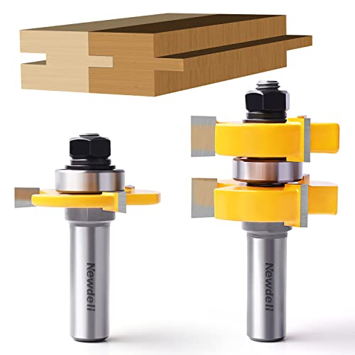 Jezik i Groove Router Bit Set 1/2 Shank,Newdeli 1-1/4 zaliha jezik Groove Router Bit, 3 zuba podesiv T oblik za vrata, ladice, police