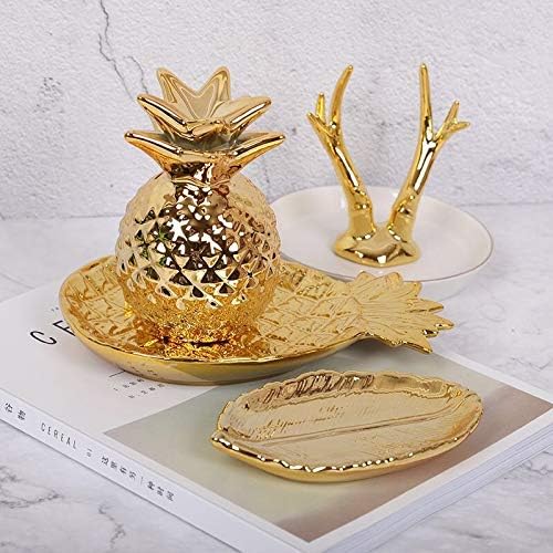 Xjjzs Creative Gold keramički pladanj za pohranu Zlatni ananas nakit paleta paleta sa suhom pločama ploča ploča za ukrašavanje