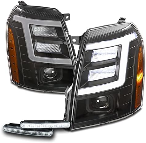 ZMAUTOPARTS LED projektor farovi Crni w / 6 bijeli DRL kompatibilan sa 2007-2014 Cadillac Escalade [za zalihe HID]