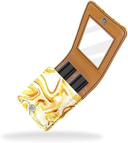 ORYUEKAN Mini torba za šminkanje sa ogledalom, torbica za kvačilo od umjetne kože, žuti apstraktni mramorni uzorak Moderan