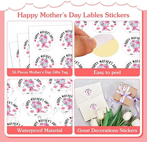 WhatSign 36pcs Happy Mother's Day Stickers Lables 1.5 Floral Mother's Day Gift Tags naljepnica Majčin dan poklon naljepnice naljepnice